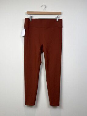 Bandier Womens XL Ribbed High Waist Leggings Cherry Mahogany Red Brown Stretch